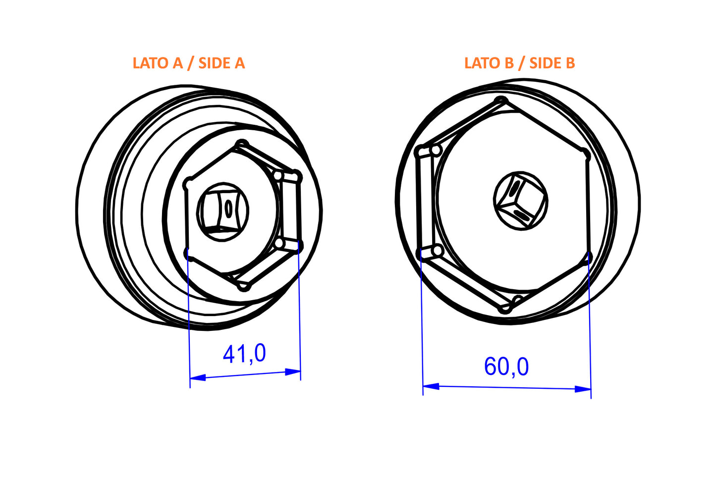 Achterwielmoeren dop gereedschap 60mm / 41mm voor KTM