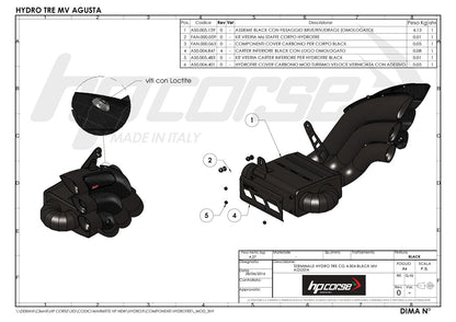 HP Corse Hydrotre Hydrotre Satin Carbone Cover MV Agusta Brutale 800 2016 - 2020
