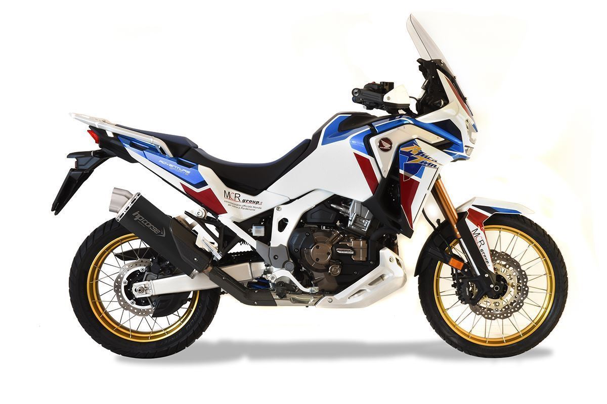 Outletdeal: HP CORSE 4-Track R – Zwart RVS Uitlaatdemper voor Honda CRF1100L Africa Twin (2020-2024)