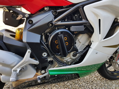 Open koppelingsdeksel met lexaan venster MV Agusta Dragster 800 RR E4 (2018-2020) zwart koppelingsdeksel met zwarte drukplaat en gouden veerschotels