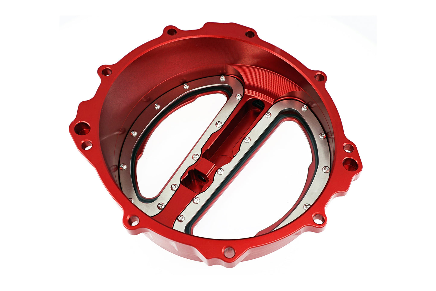 Open koppelingsdeksel met lexaan venster MV Agusta Rivale 800 (2013-2017) rood achteraanzicht binnenkant met seal