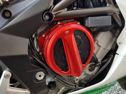 Open koppelingsdeksel met lexaan venster MV Agusta Dragster 800 E3 (2014-2017) rood met zwarte drukplaat en zwarte veerschotels