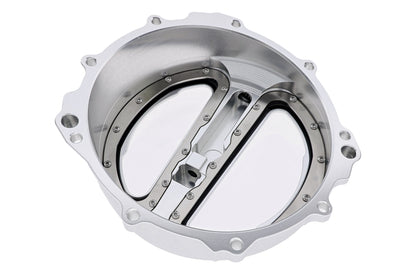 Open koppelingsdeksel met lexaan venster MV Agusta Dragster 800 E3 (2014-2017) zilver achteraanzicht binnenkant met seal