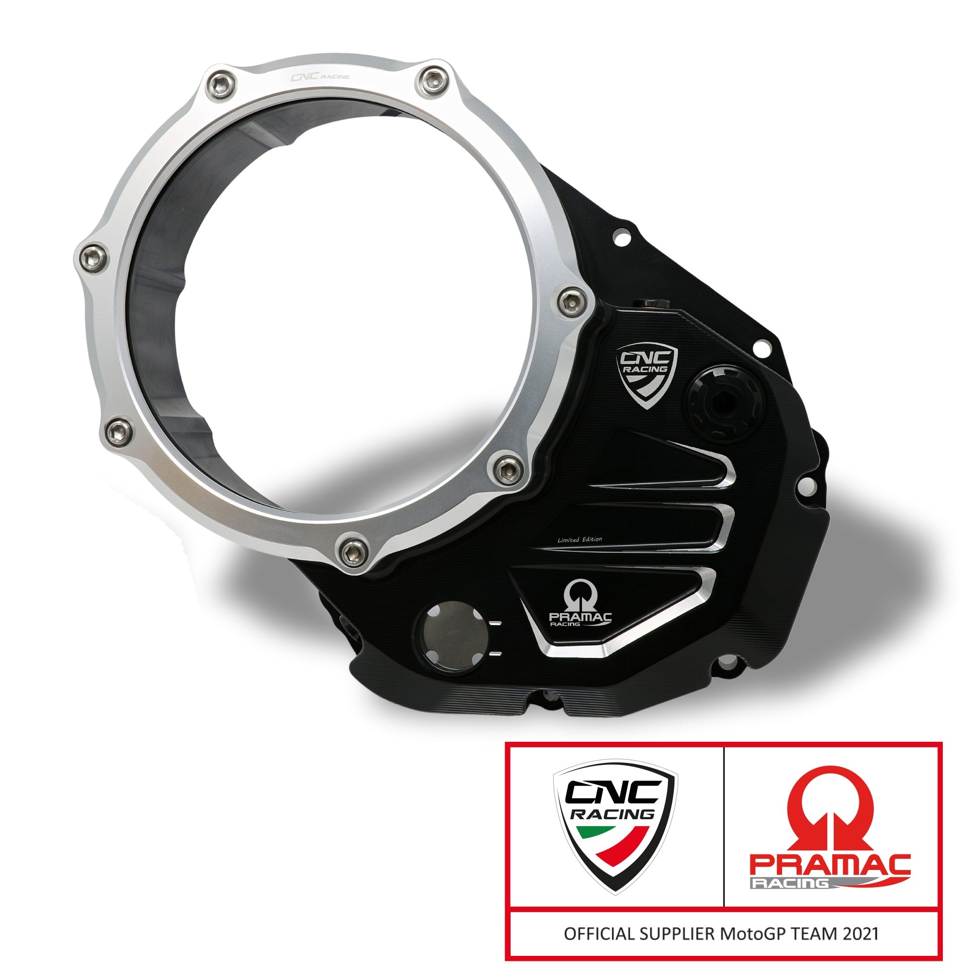 Koppelingsdeksel met open venster Pramac Racing Edition Ducati Scrambler 1100 (2018-2020) zwart-zilver