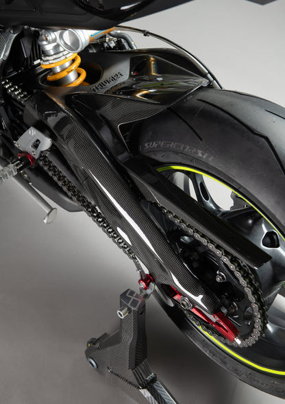 Achterspatbord met kettingbeschermer glanzend carbon Triumph Street Triple 765 R (2017-2019)