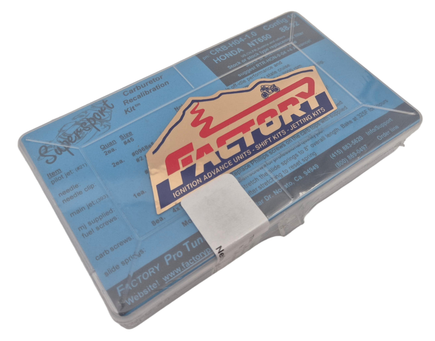 Kit de réglage de l'usine de carburateur Pro Stage 1 Honda Hawk NT650 1988-1991