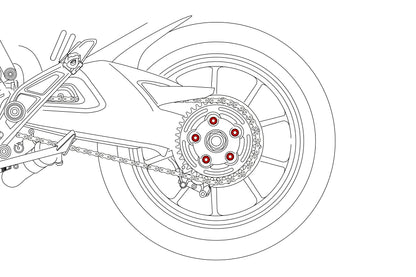Achtertandwieldrager moeren (5 st.) Ducati Panigale V4 Tricolore IT (2025+)