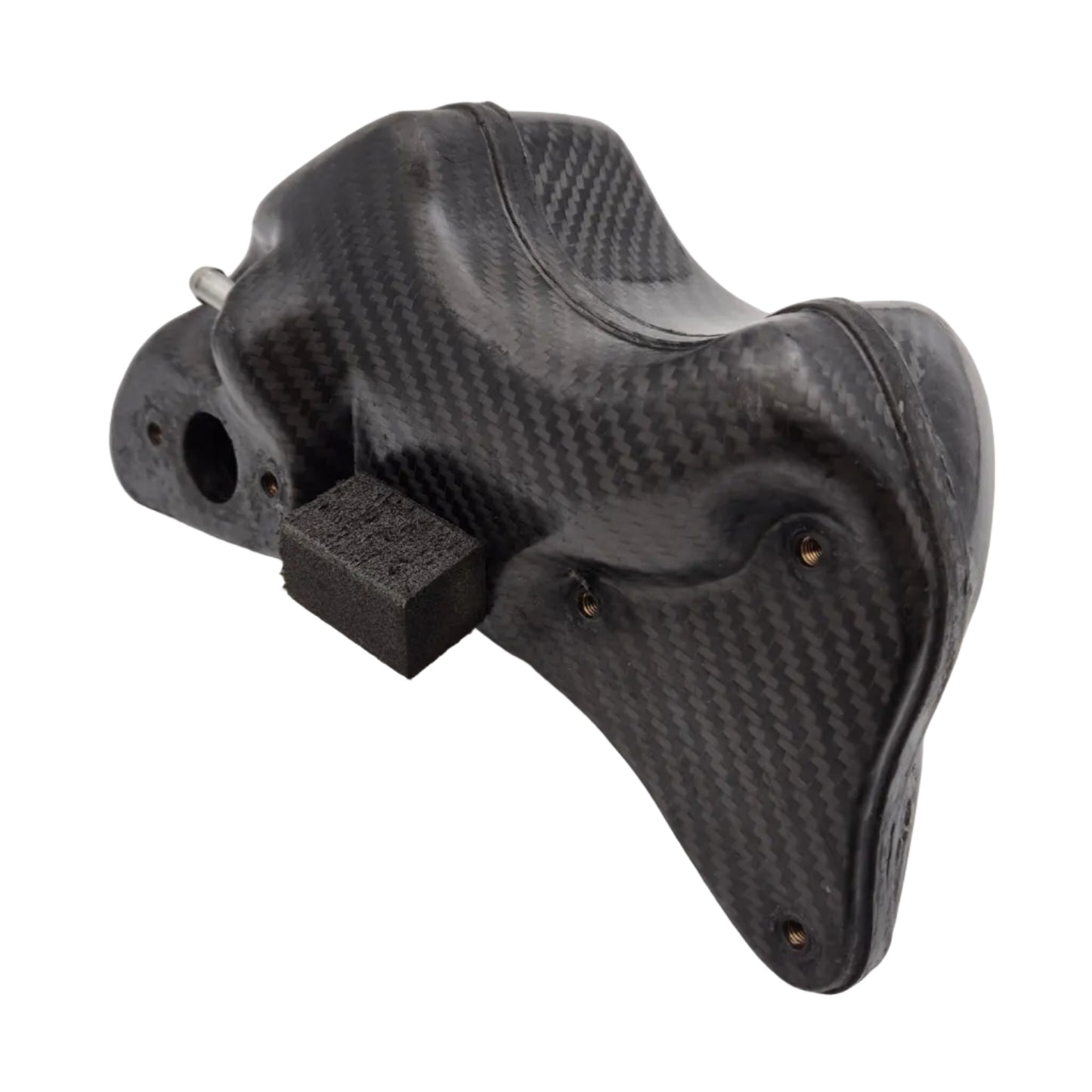 Linker aanzicht van EVR carbon koelvloeistof reservoir voor Ducati 748 916 996 998 