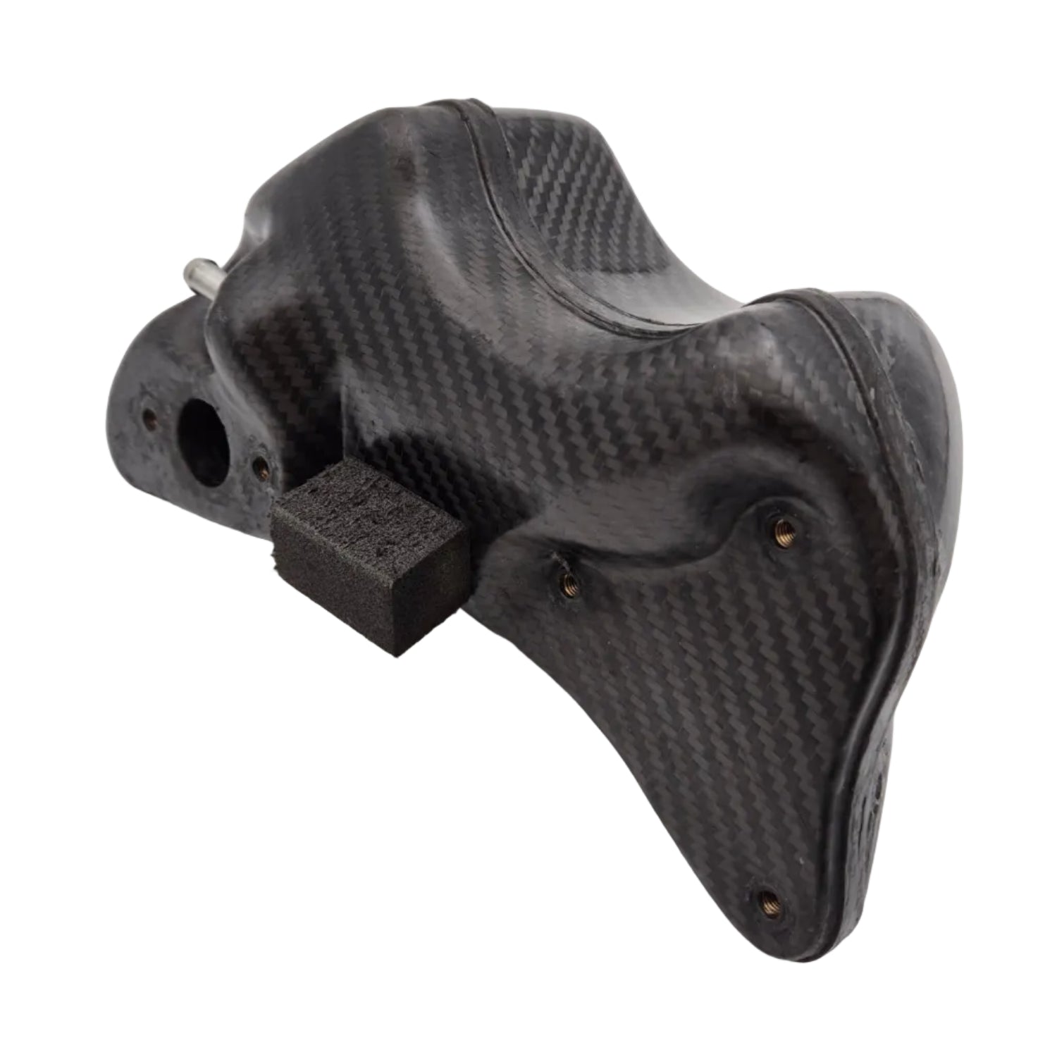 Linker aanzicht van EVR carbon koelvloeistof reservoir voor Ducati 748 916 996 998 