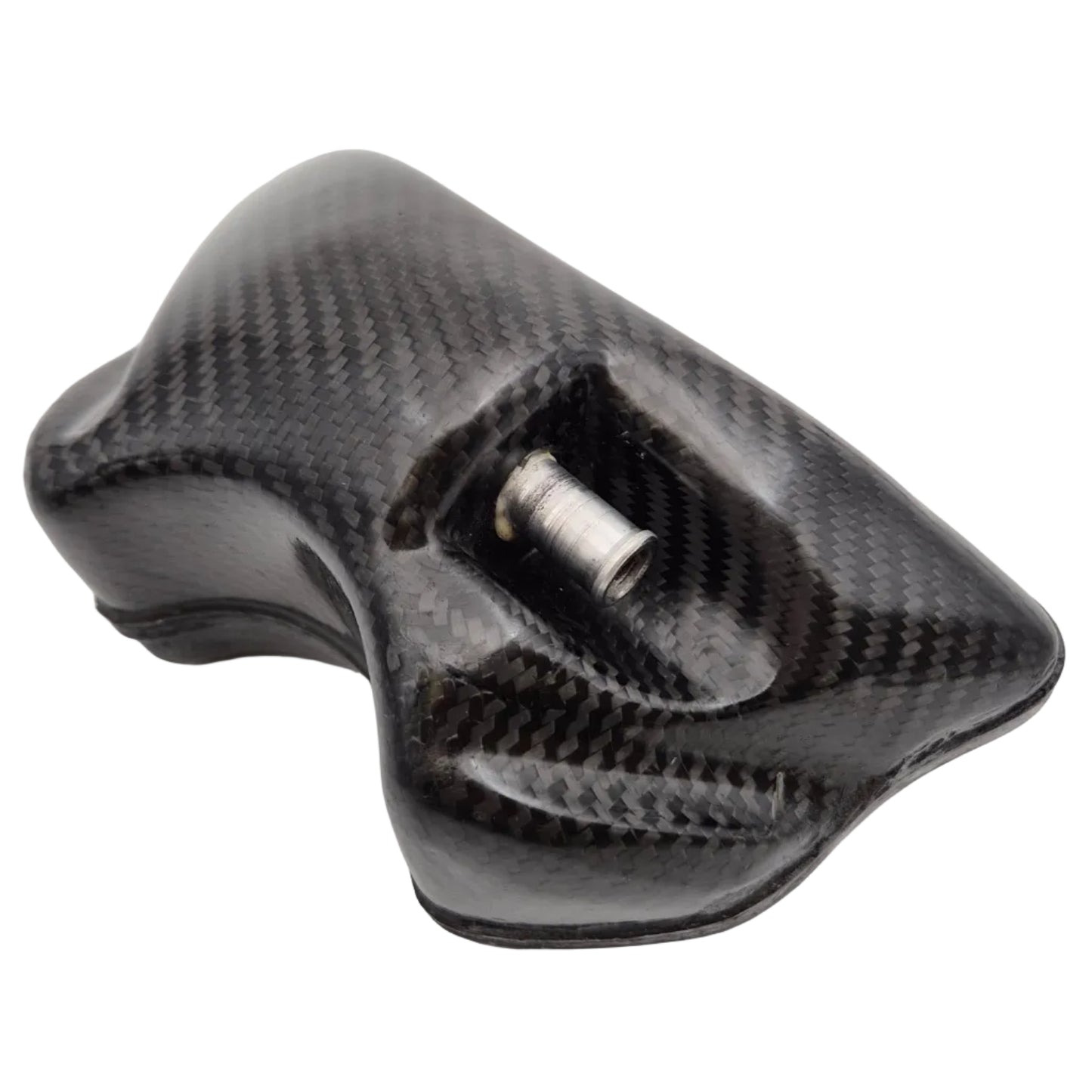 Vooraanzicht van EVR carbon koelvloeistof reservoir met aluminium aansluiting voor Ducati 748 916 996 998 