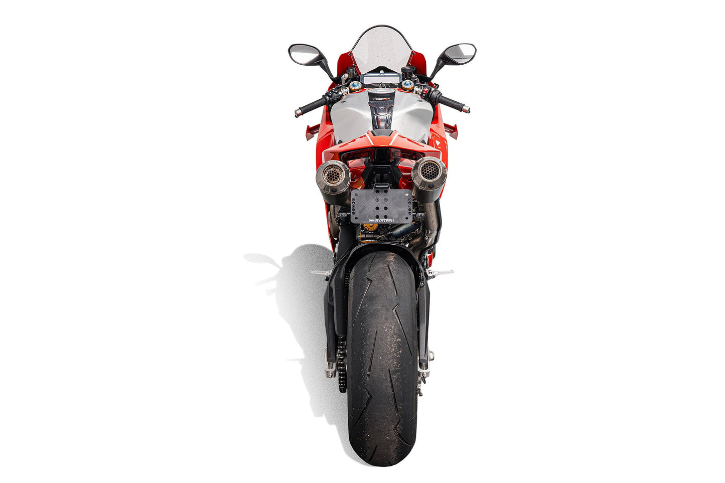 Verstelbare kentekenplaathouder Ducati Streetfighter V4 (2025+) with V1 Indicators For Akrapovic Titanium Full Race Exhaust System