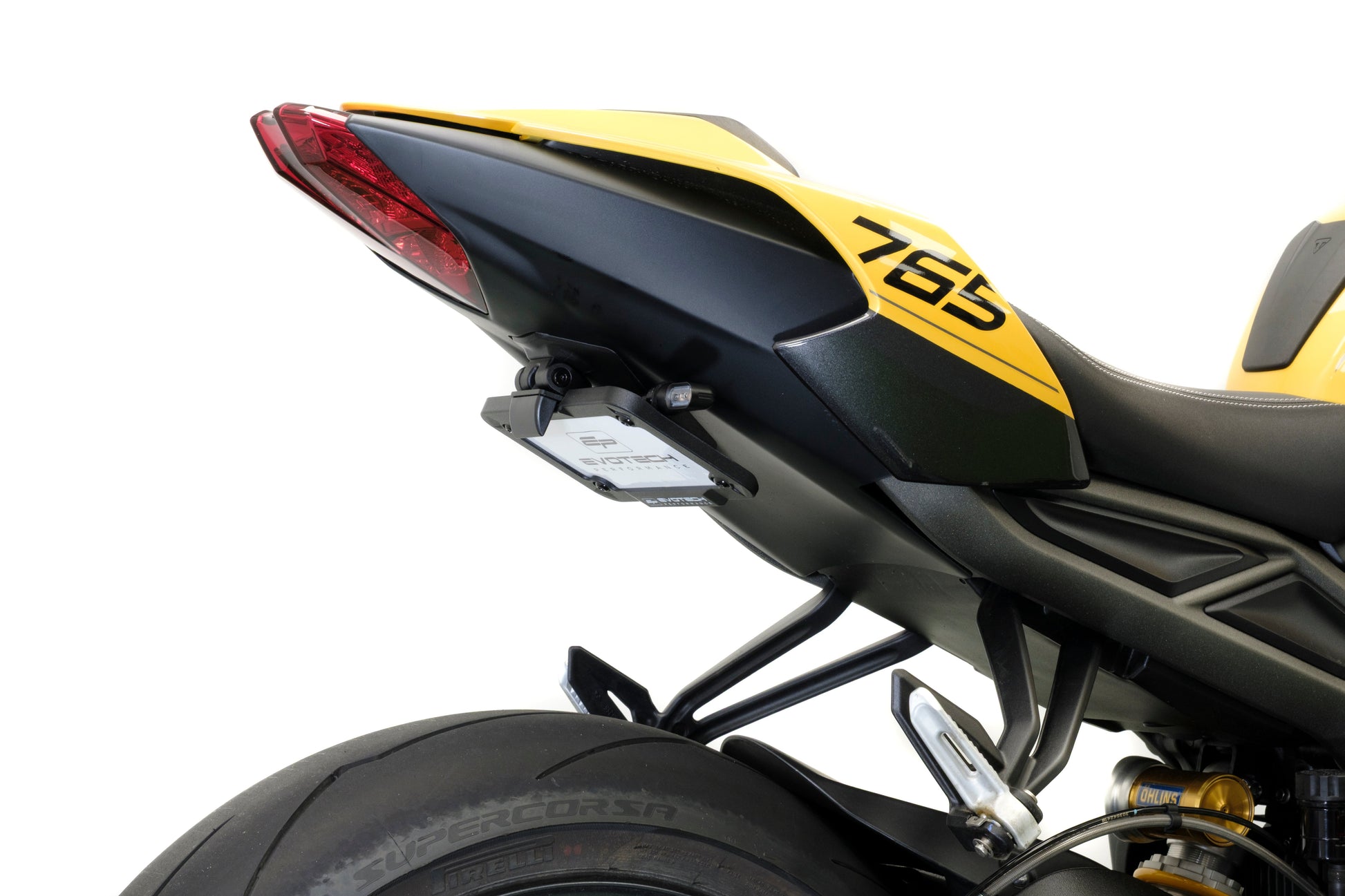 Verstelbare kentekenplaathouder incl. V1 knipperlichten Evotech - Triumph Street Triple 765 RS (2023+)