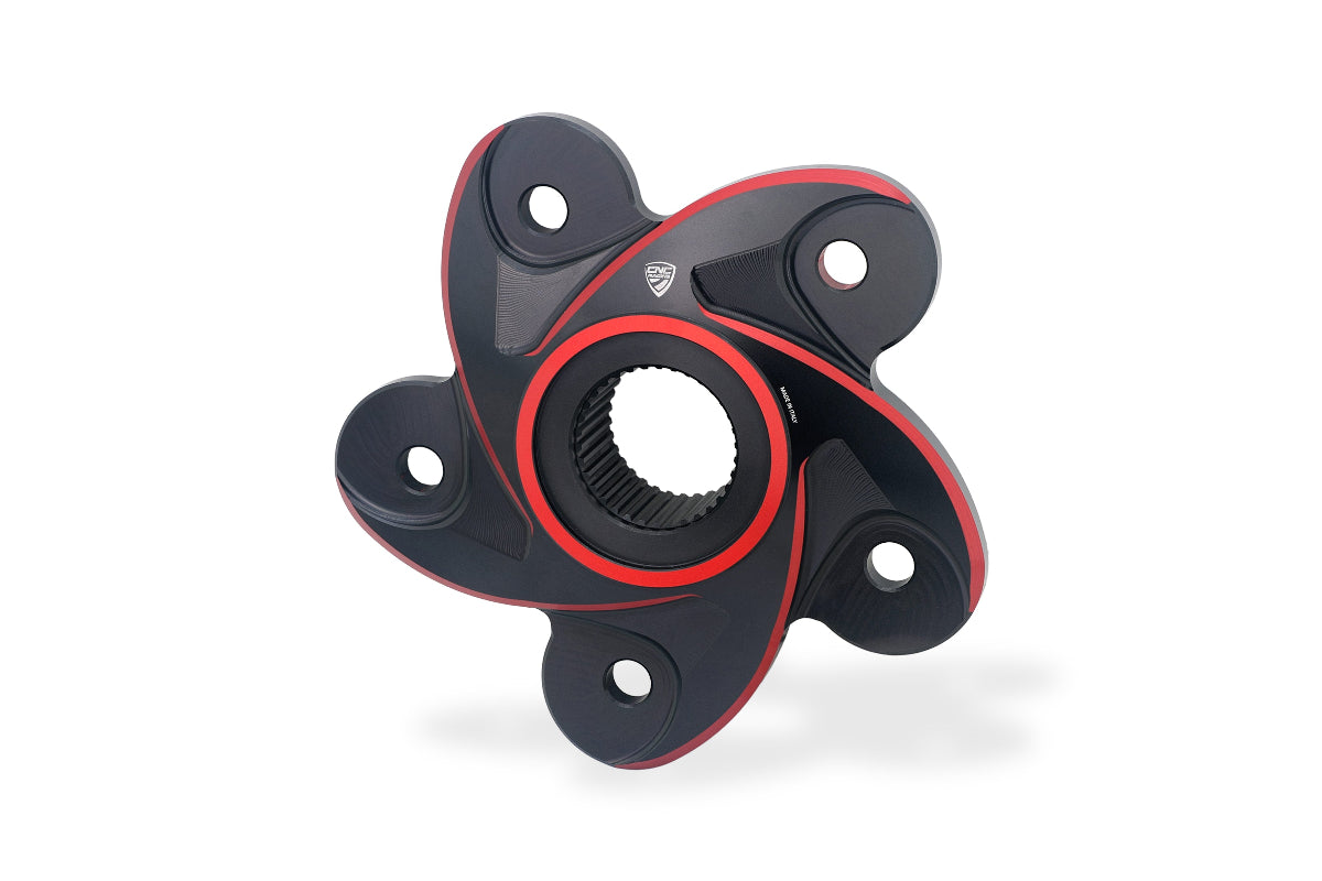 Achtertandwieldrager Black Edition (rood of goud accent) - Ducati Multistrada 1000 (2004-2006) zwart-rood vooraanzicht