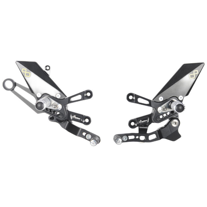 Ensemble d'interrupteurs de frein réglable avec repose-pieds pliants et motif de commutation versa (décalage GP) Aprilia RSV4 2018-2019