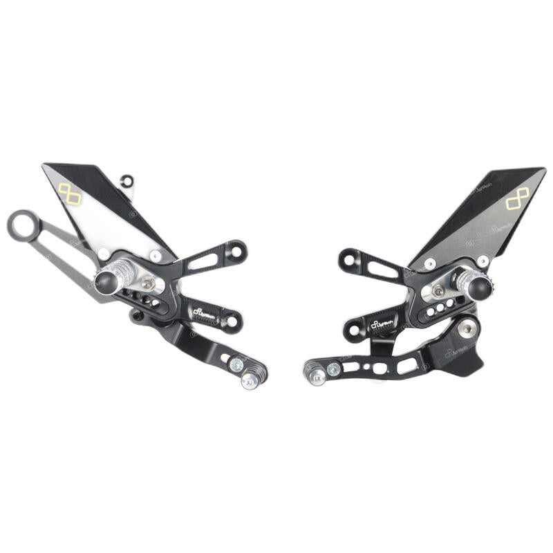 Ensemble d'interrupteurs de frein réglable avec repose-pieds fixes et motif de commutateur versa (décalage GP) Aprilia Tuono V4 2018-2020