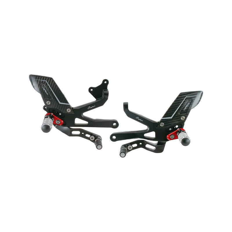 Ensemble de liaisons de frein réglable R (édition spéciale) avec repliage de bas de pied et protecteurs de talons de carbone Ducati Panigale V4 Special (2018-2020)