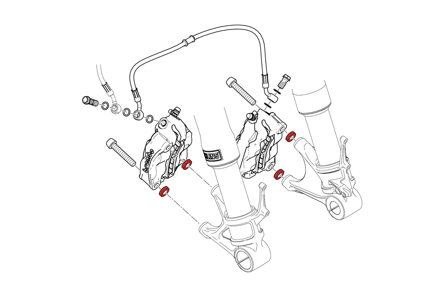 Remklauw Spacer Kit Ducati Streetfighter V4 SP2 (2023-2024) technische tekening onderdeel