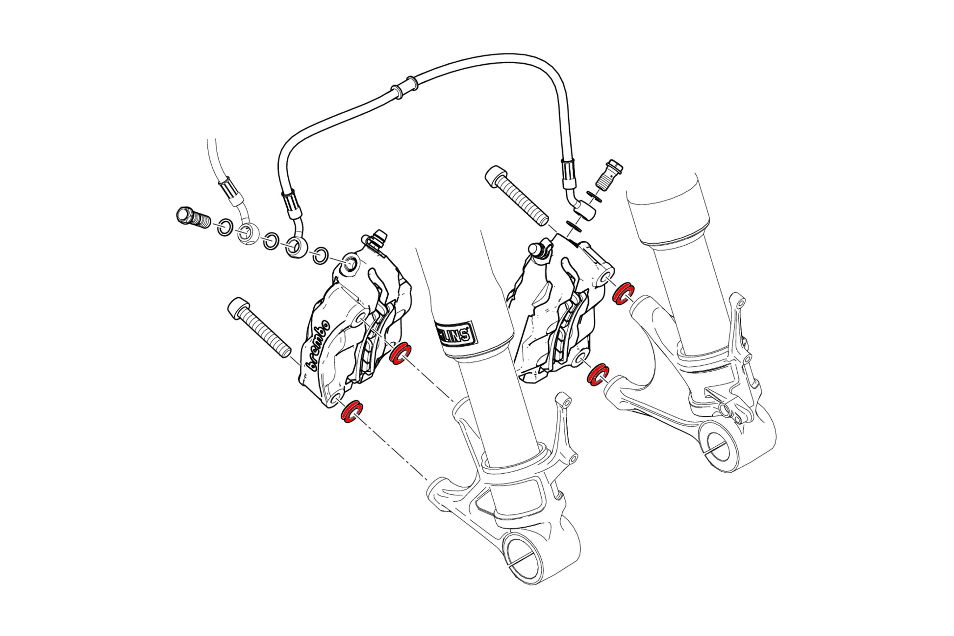 Remklauw Spacer Kit (4 st.) Ducati Multistrada 1200 S (2015-2017) technische tekening onderdeel