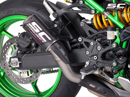 CR-T carbon uitlaatdemper (EURO5+) met carbon heelguard en carbon hitteschild Kawasaki Z900 (2025+)