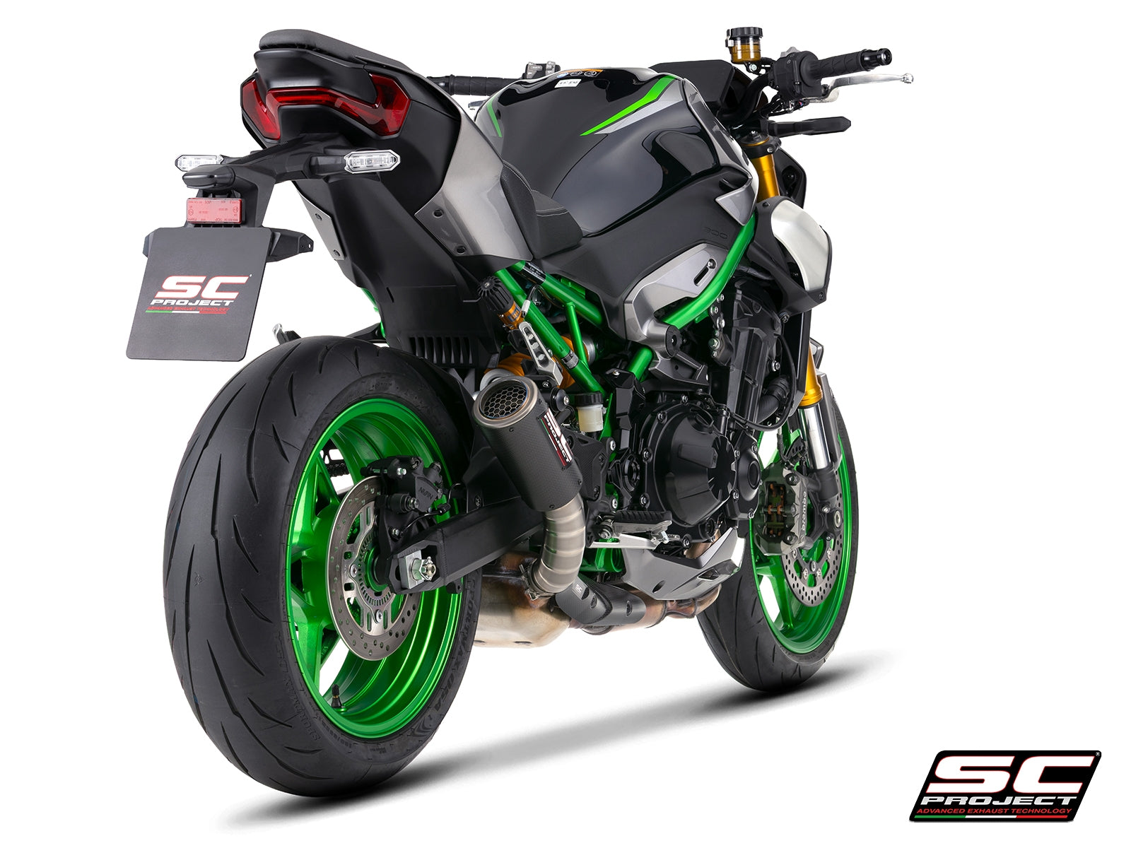 CR-T M2 Ti-Carbon carbon-titanium uitlaatdemper (EURO5+) met carbon hitteschild Kawasaki Z900 (2025+)