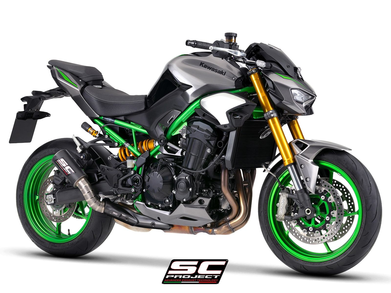 CR-T M2 Ti-Carbon carbon-titanium uitlaatdemper (EURO5+) met carbon hitteschild Kawasaki Z900 (2025+)