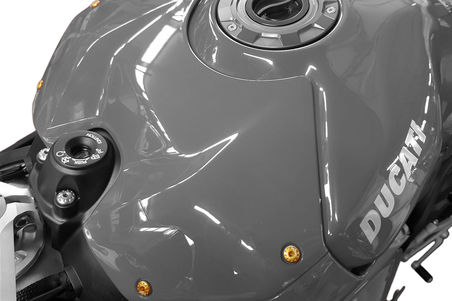 Tankcover boutenset Ducati Panigale V4R (2022-2024) gemonteerd in goud