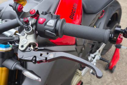 Carbon opklapbaar koppelingshendel - met rollende verstelknop Ducati Panigale V4 Tricolore (2025+)