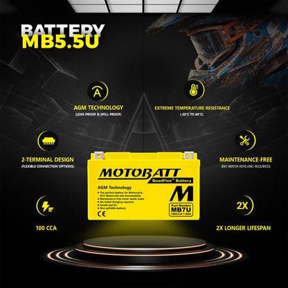 MotoBatt MB7U SLA Batterie 12V / 7AH / 100CCA (7,4AH 20HR / 324PHCA)
