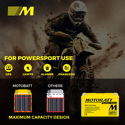 MotoBatt MB7U SLA Batterie 12V / 7AH / 100CCA (7,4AH 20HR / 324PHCA)