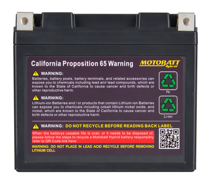 MotoBatt MHTX16 Hybrid Lithium-La Battery 12V / 350CCA (10AH / 16.5AH PB EQ / 500PHCA)