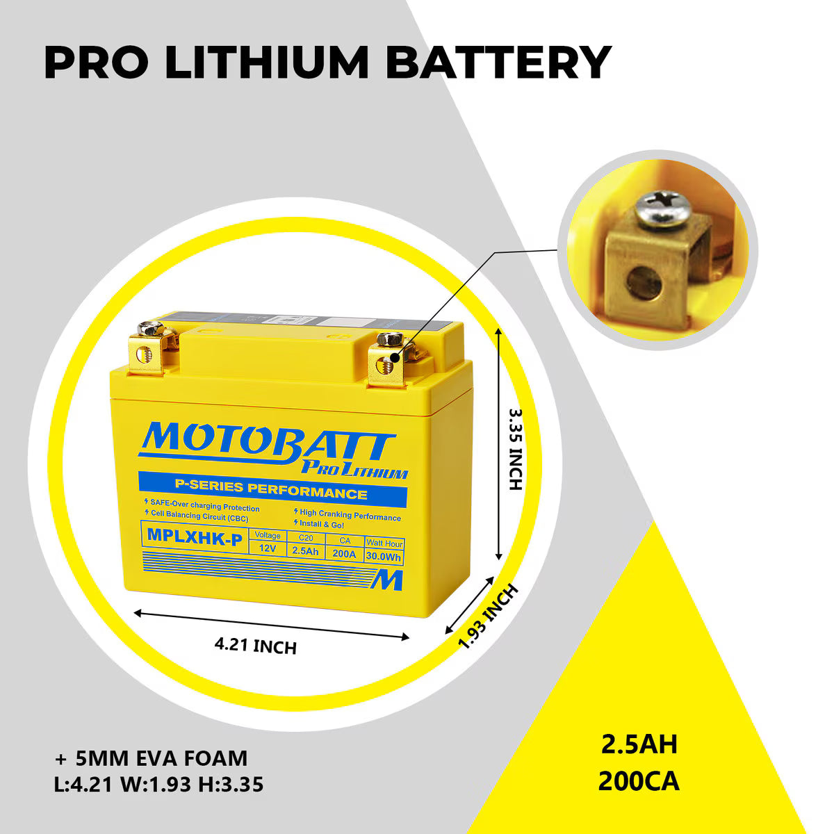 MotoBatt MPLXHK-P Pro Batterie Lithium 12V / 165CCA (2,2AH)