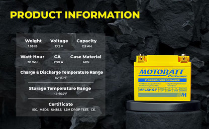 MotoBatt MPLXHK-P Pro Batterie Lithium 12V / 165CCA (2,2AH)
