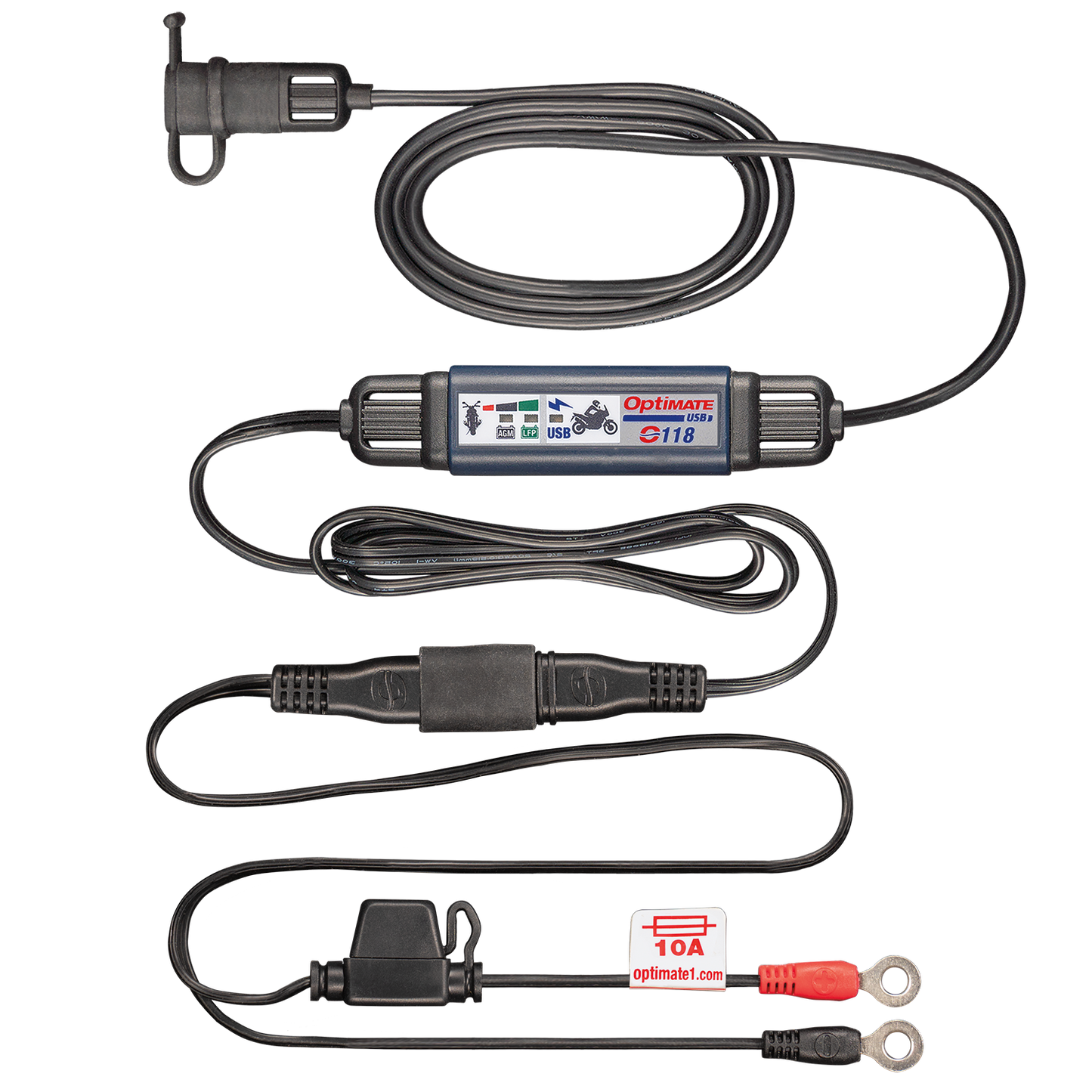 OptiMate O-118 USB-lader – M6 ringen naar 1x USB-C – vaste montage – 16W