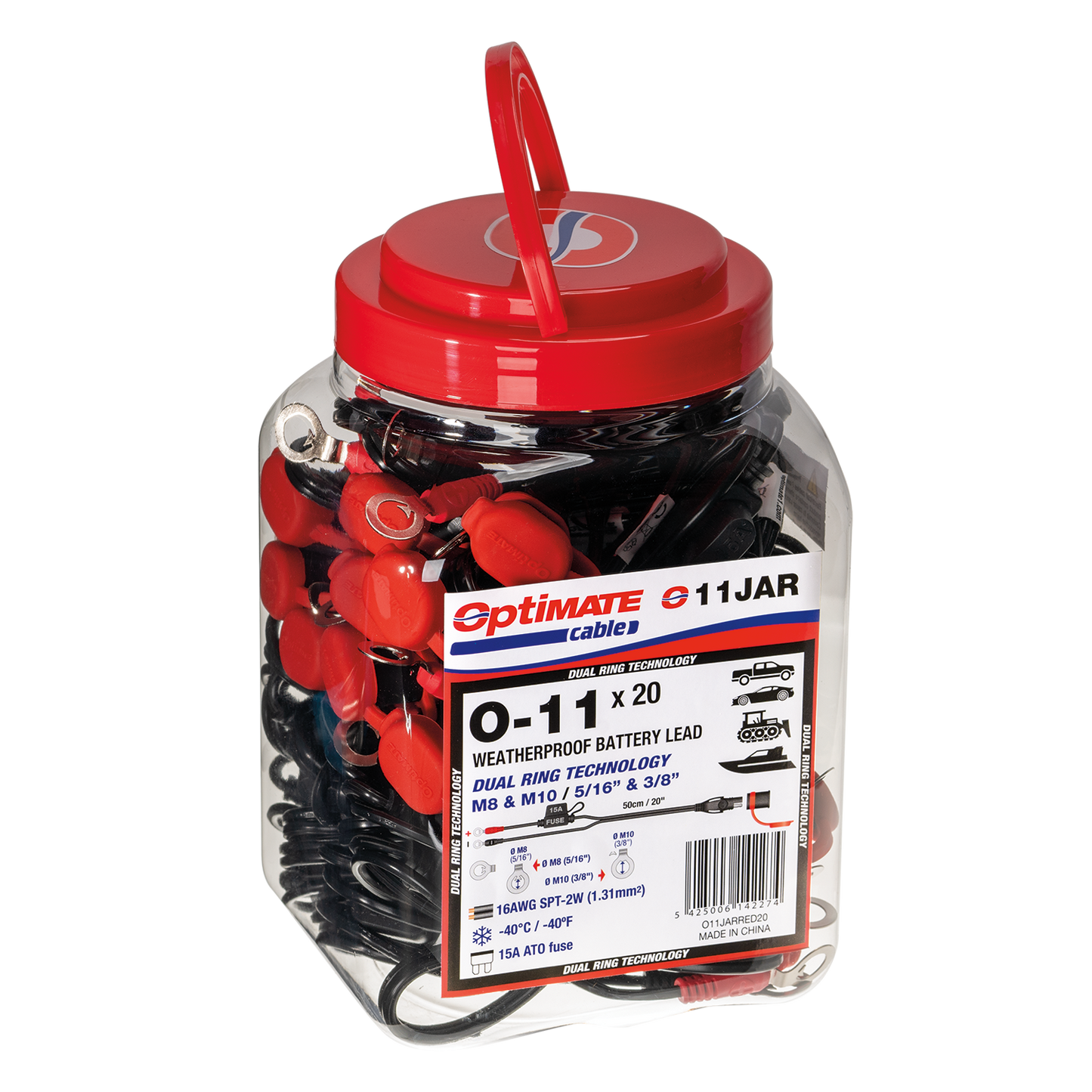 OptiMate O-11 accukabel x20 – ringen M8-M10 naar SAE – 13A max