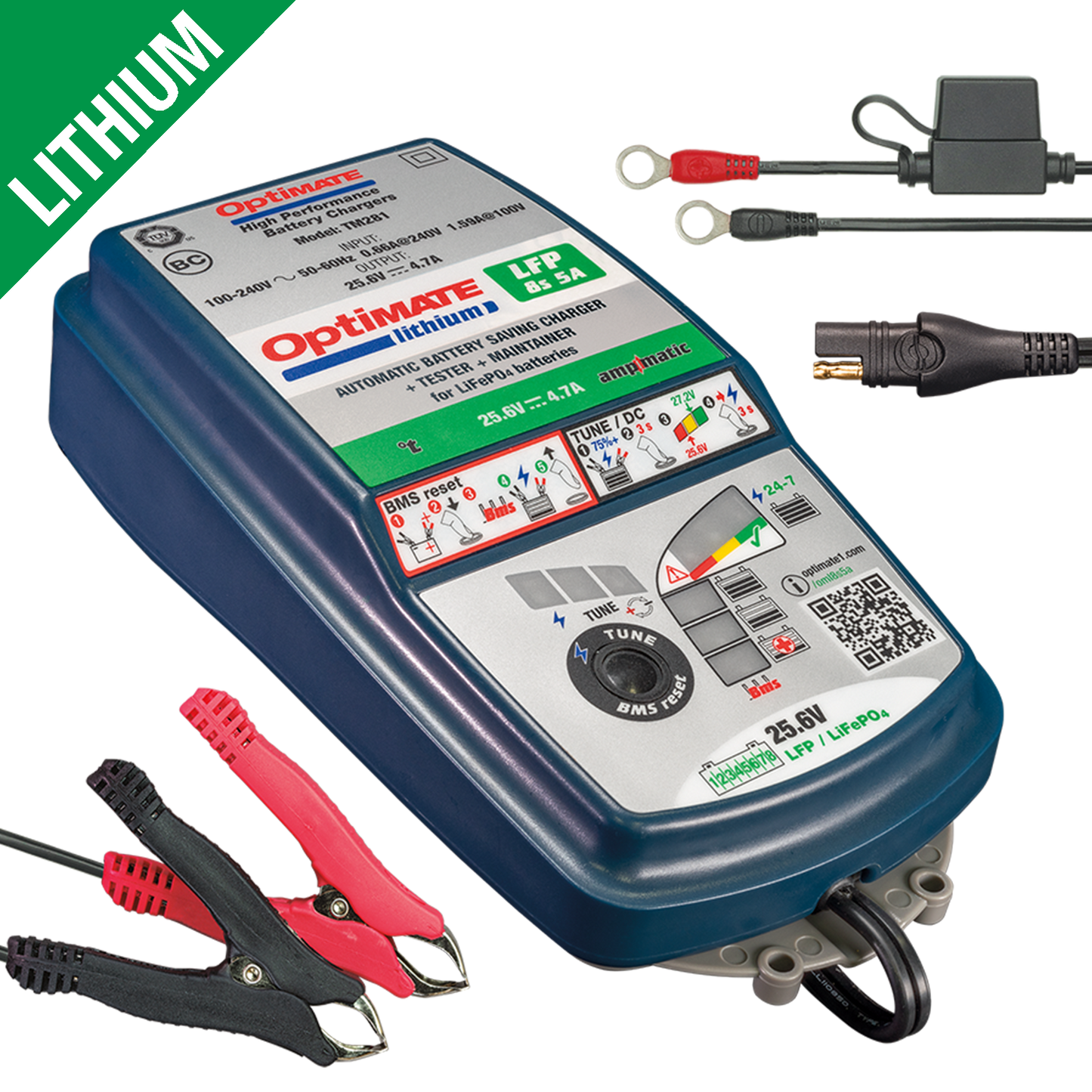 OptiMate Lithium 8s 5A lithium acculader