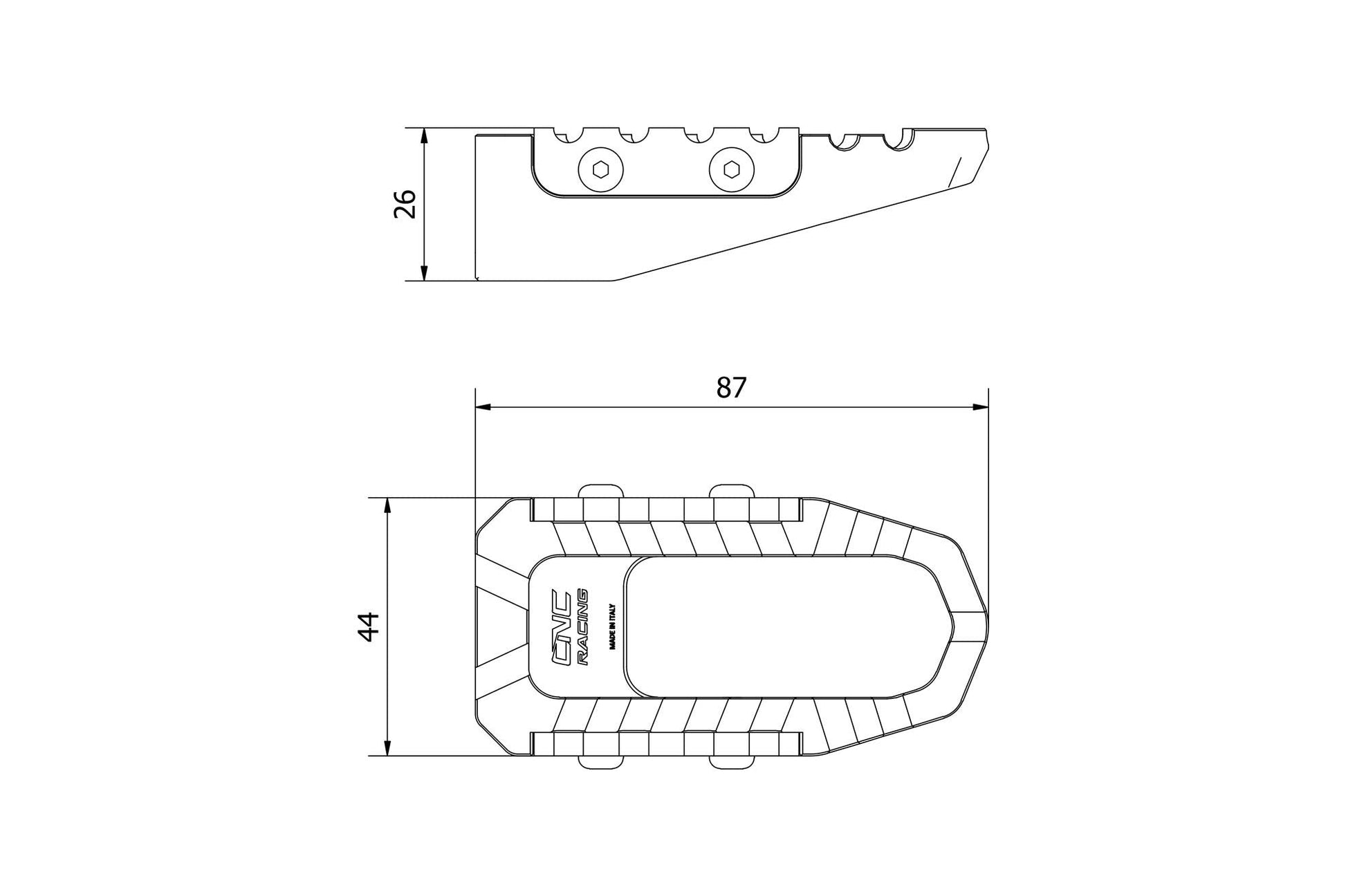 Berijder voetsteunen set 'Touring' Ducati Monster 821 Dark (2016) afmetingen