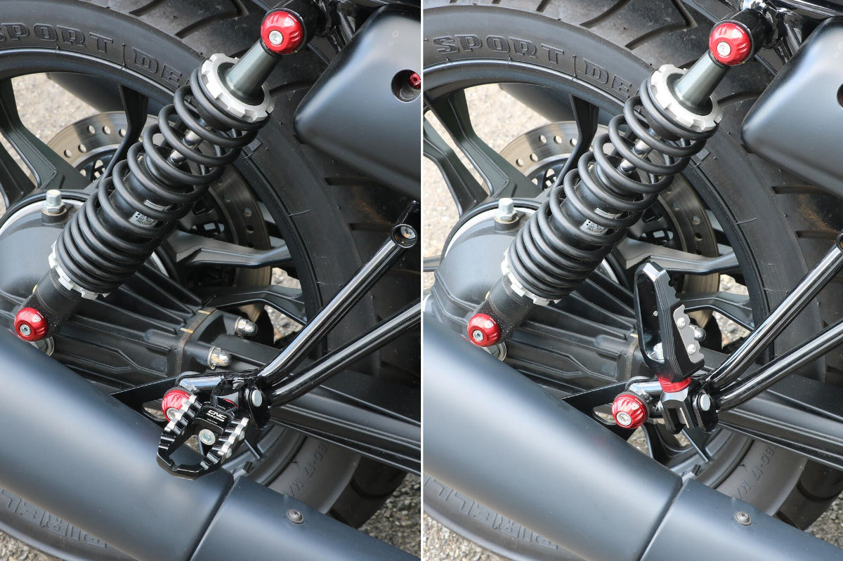 Passagier voetsteunen set 'Offroad' MV Agusta Dragster 800 E3 (2014-2017) zwart ingeklapt en uitgeklapt