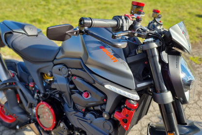 Bar-End Spiegel Evo rechts MR711 CNC Racing Yamaha TDM900 (2012-2014) gemonteerd op Monster met remhendel beschermer