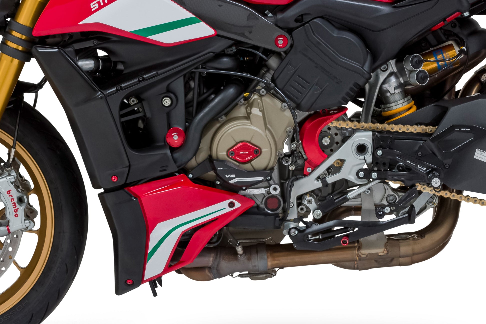 Voortandwiel cover Ducati Panigale V4 S Corse (2019-2020) CP172R gemonteerd op Streetfighter V4S