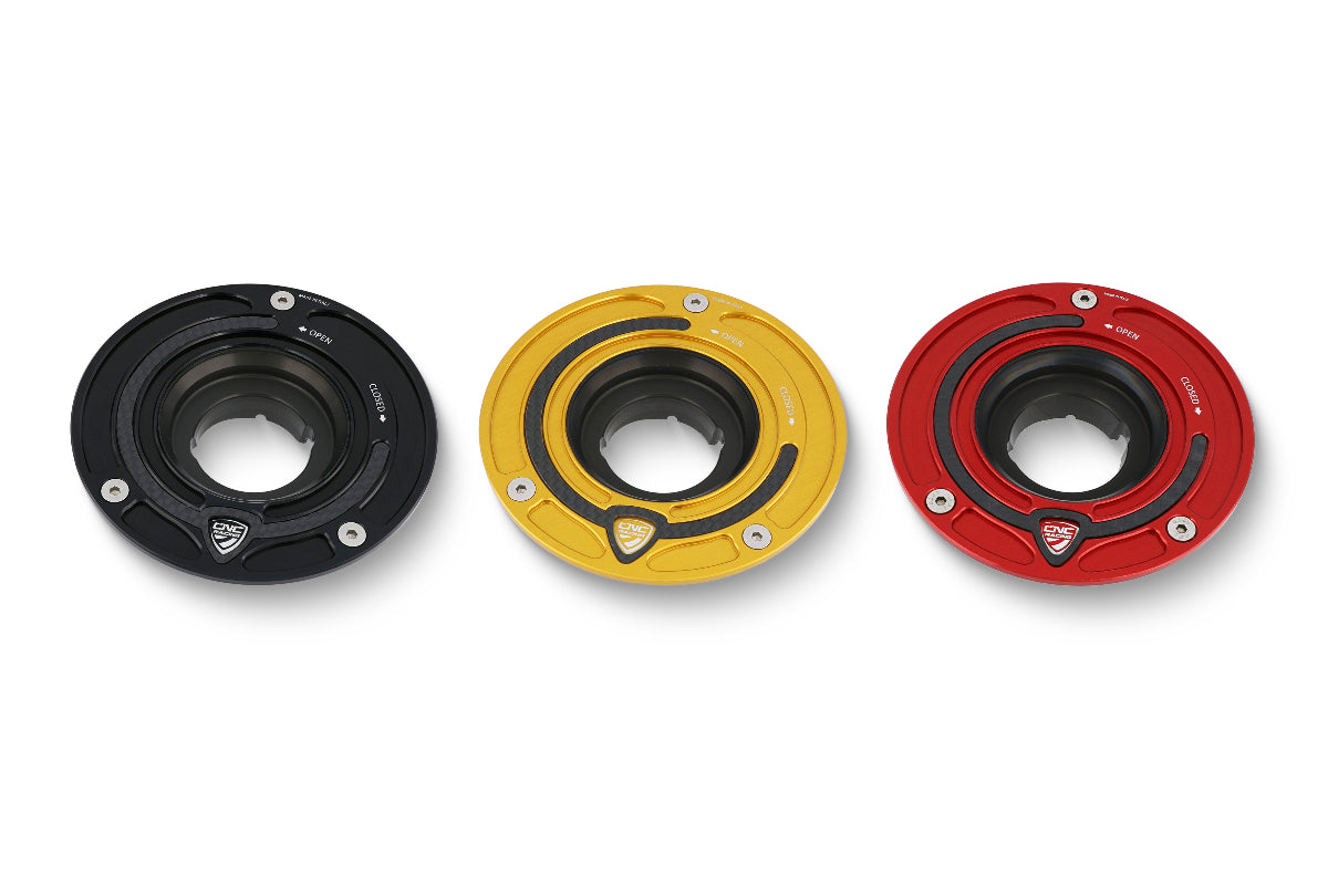 Tankdop buitenrand Carbonio Ducati Scrambler Urban Enduro (2015-2016) beschikbare kleuren zwart rood en goud