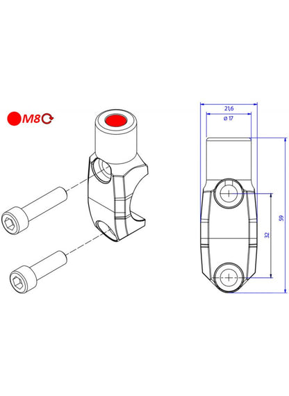 Brembo bracket with left mirror adapter