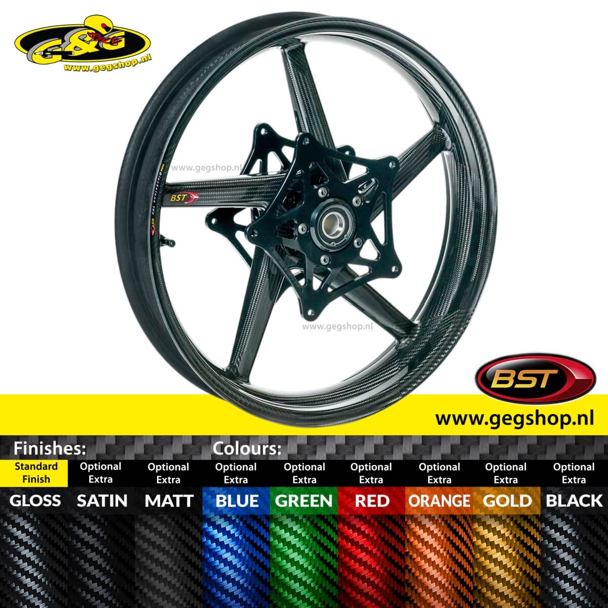 BST Carbon Front Rim Black Diamond 3,5 x 17 "Suzuki GSXR1000 2005 - 2008