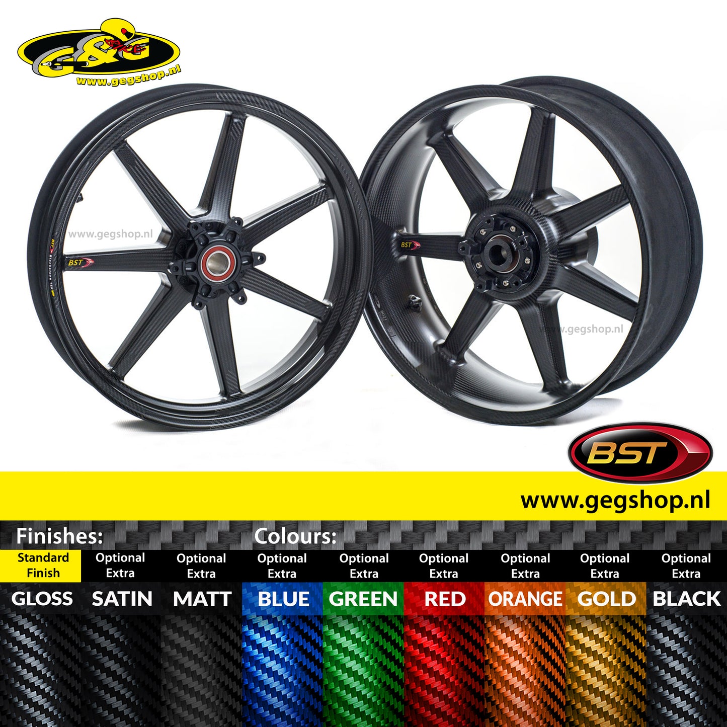 BST Carbon Voorvelg Mamba TEK 3,5 x 17" Ducati Monster S2R 800 1000 2005 t/m 2008