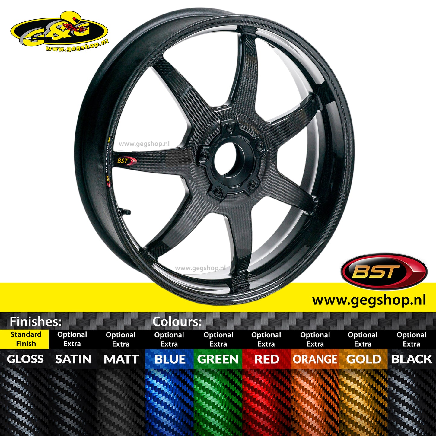 BST Carbon arrière Rim Black Mamba 6.0 x 17 "Ducati Monster 1200 / Monster 1200S / Monster 1200R 2017 à 2021