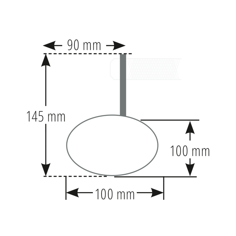 Technische tekening HIGHSIDER MONTANA-SLIM stuurspiegel met afmetingen (100 mm diameter, 145 mm hoogte)