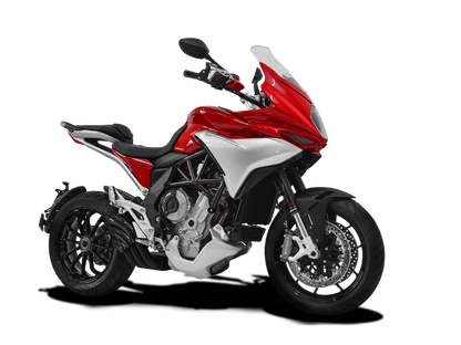 Vooraanzicht van de HP Corse Hydrotre Black Carbon uitlaat op MV Agusta Turismo Veloce