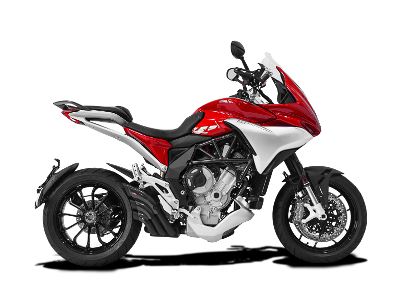 HP Corse Hydrotre Black Carbon uitlaat gemonteerd op MV Agusta Turismo Veloce zijaanzicht