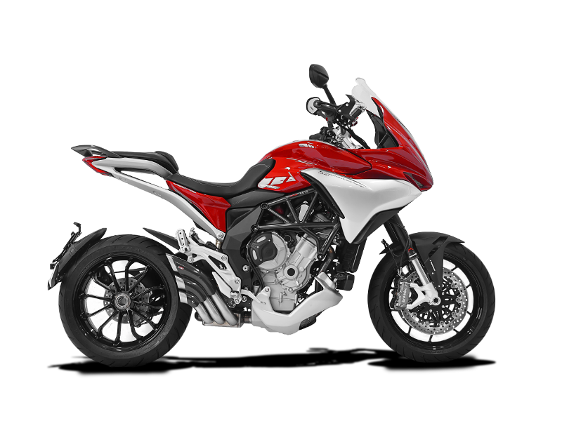 HP Corse Hydrotre Satin Carbon uitlaat gemonteerd op MV Agusta Turismo Veloce zijaanzicht