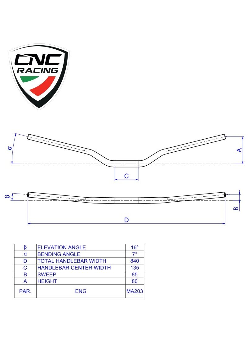 Stuur 22mm CNC Racing Ducati Monster V2 (2026+)